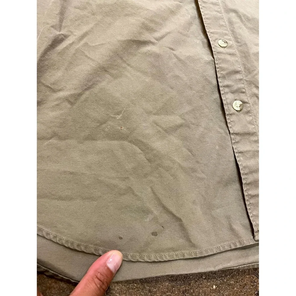 VTG Columbia Sportswear‎ Shirt Mens L Tan Camo Quilted Patch Shoulder Button Up